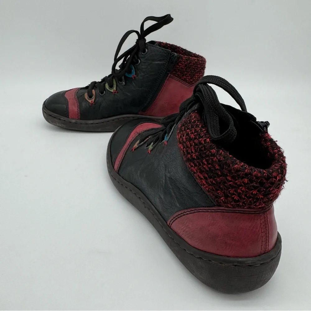 Rieker “Simona 30” Lace Up Leather Ankle Boot Black/Wine/Brandy Size EU 38/US 7 - Picture 14 of 14
